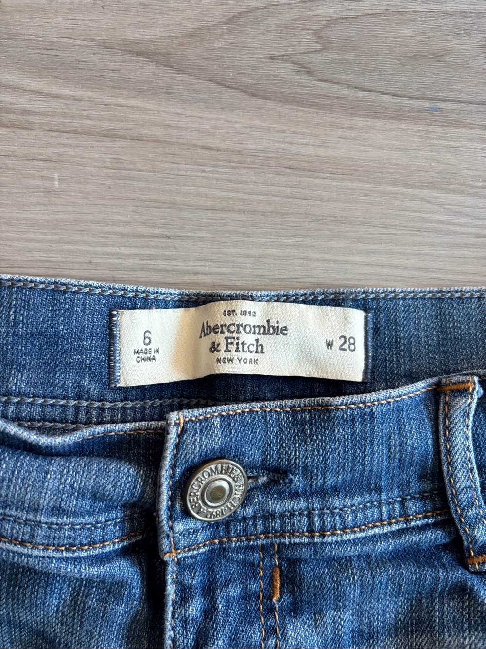 Y2K Abercrombie & Fitch Distressed Blue Denim Cutoff Shorts - Picture 2 of 4